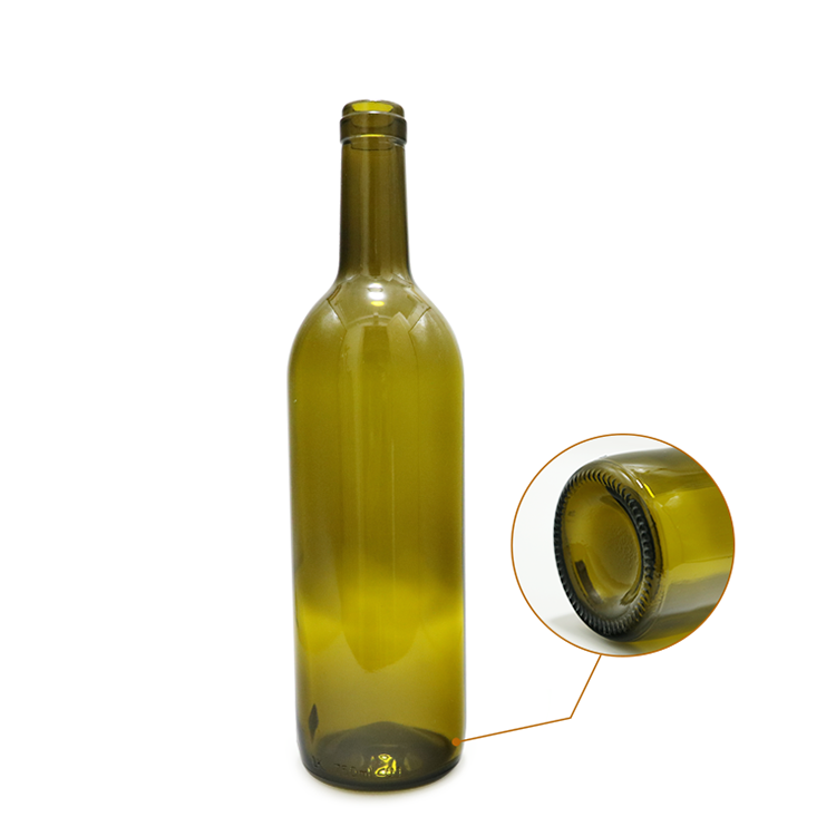 Download 750ml antique green flint flat wine glass bottle with cork cap, High Quality wine bottle glass ...