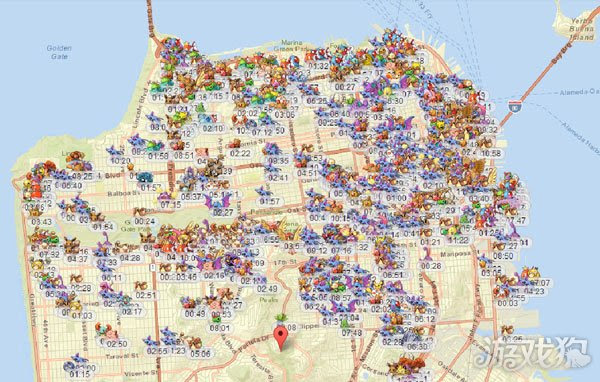 口袋妖怪go旧金山精灵坐标精灵分布图 游戏狗口袋妖怪go专区手机版