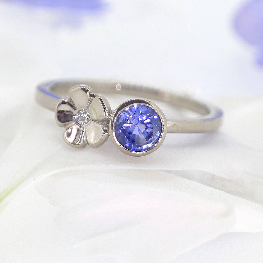 sapphire and diamond flower ring, 1st payment listing by lilia nash jewellery ...