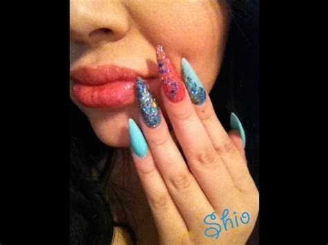 acrylic nails aqua design  mix youtube