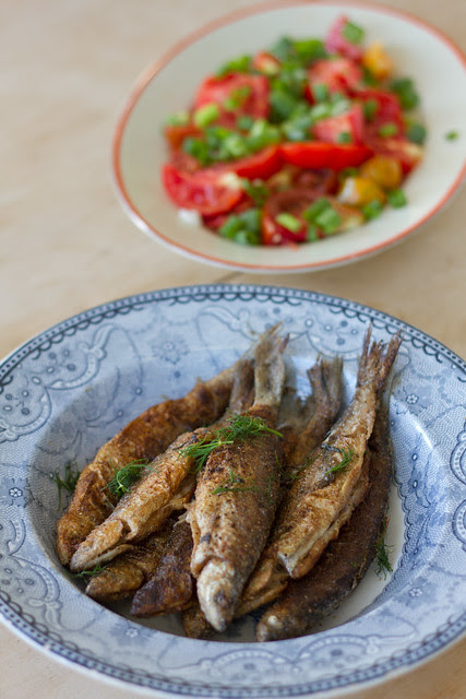 Praetud rääbised / Pan-fried whitefish and tomato salad