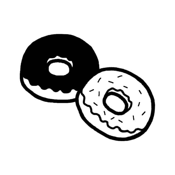 ドーナツ 白黒 お菓子 スイーツ3 食べ物 無料イラスト素材