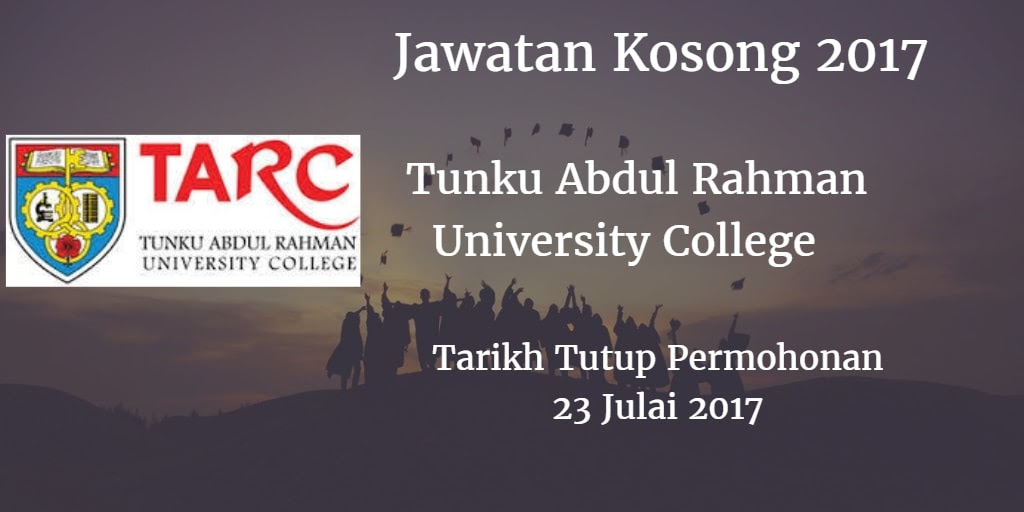 Jawatan Kosong TARUC 23 Julai - 12 Ogos 2017