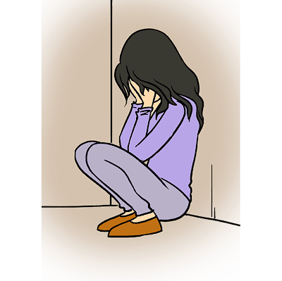 Drawing Of A Girl Crying Side View