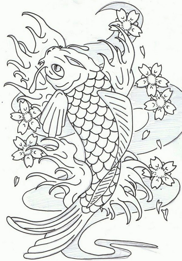 Koi Carp Fish Coloring Pages - Coloring Pages