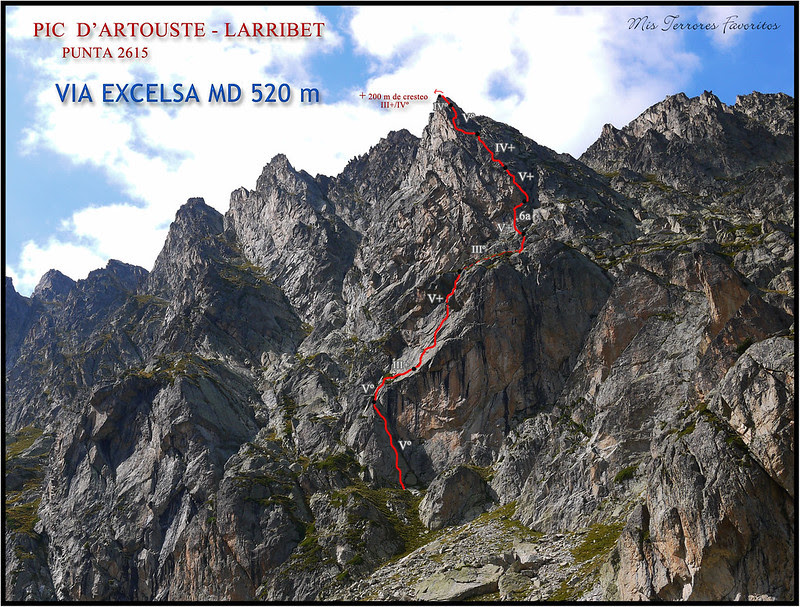 CROQUIS VÍA EXCELSA - PIC DU ARTOUSTE - PIRINEO FRANCÉS