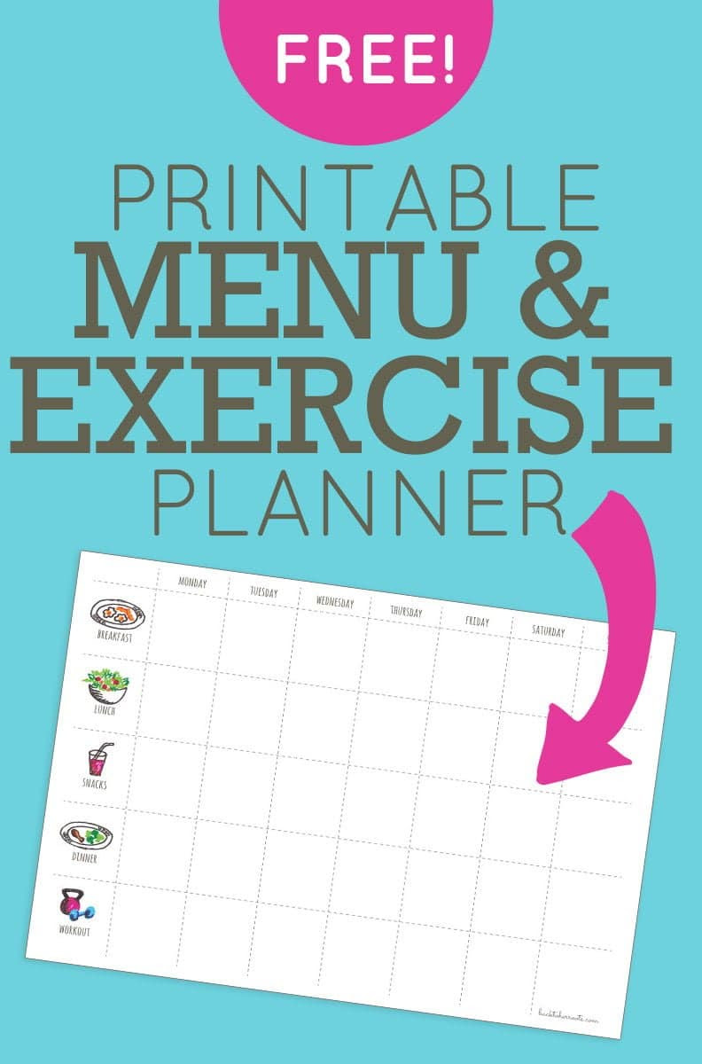 menu exercise planner free printable wholefully