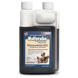 Bellyrubs Organic 32-Ounce Liquid Dog Supplement, Glucosamine HCL with MSM, Yucca and Bromelain