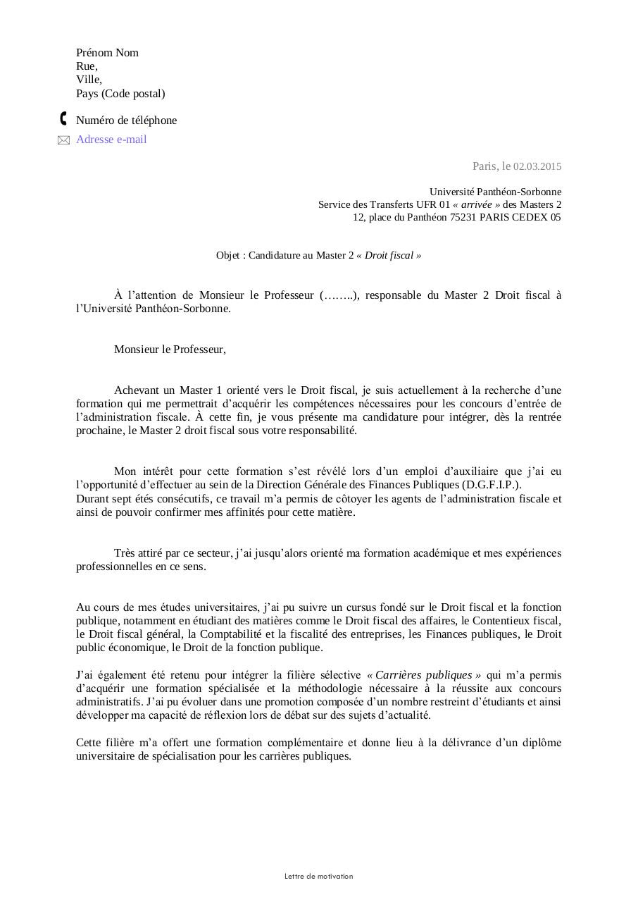 lettre de motivation école doctorale