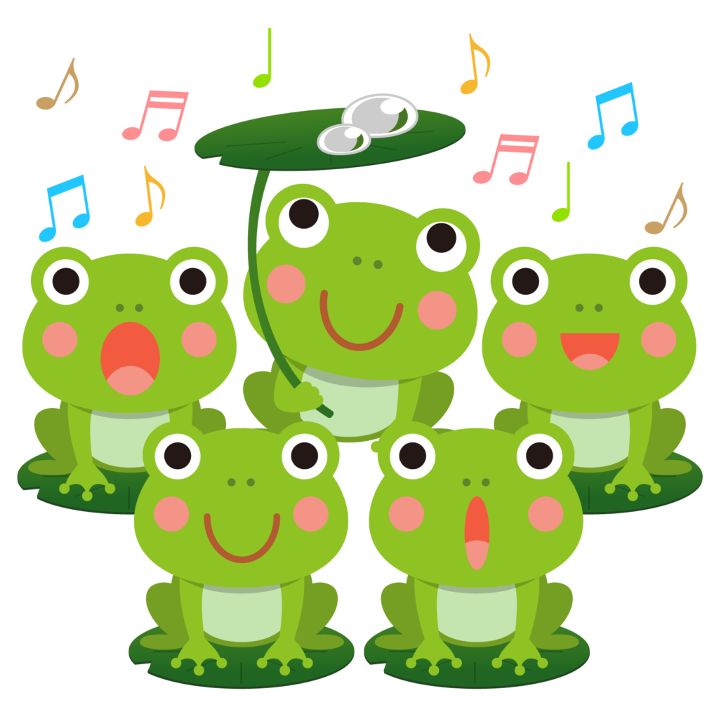 商用フリー 無料イラスト かえるの合唱のイラスト Frog011 商用ok フリー素材集 ナイスなイラスト