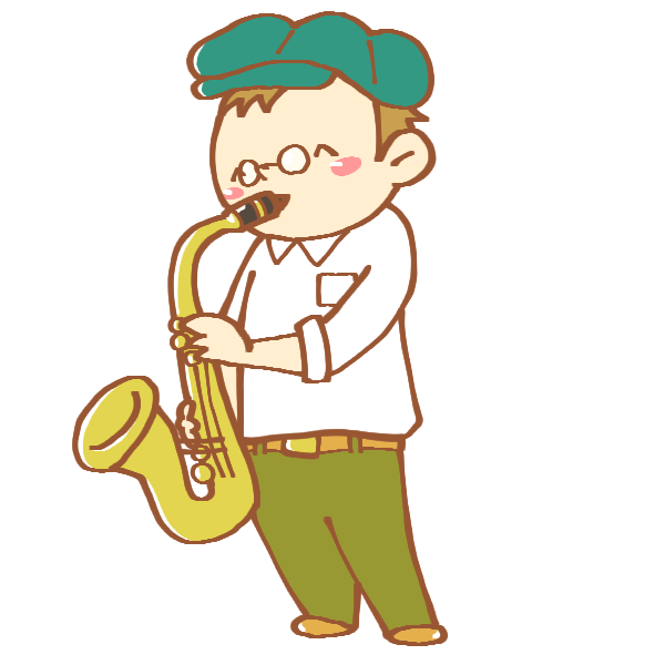 サックスを吹く男性のイラスト かわいいフリー素材が無料のイラストレイン