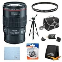 Canon EF 100mm f/2.8L IS USM 1-to-1 Macro Lens for Canon Digital SLR Cameras w/ 67mm Multicoated UV Protective Filter, Deluxe Bag, Lens Cap Keeper, Microfiber Cleaning Cloth, Memory Card Wallet, USB 2.0 Card Reader, Professional Tripod