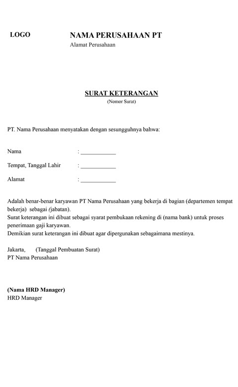 10 Contoh Surat Keterangan Kerja Biasa Kerja Dinas Lengkap