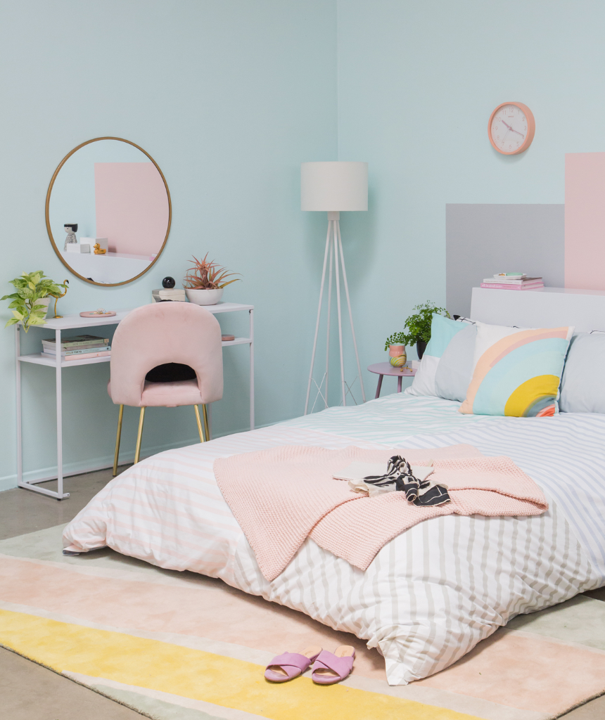 a sophisticated pastel bedroom  Oh Joy 
