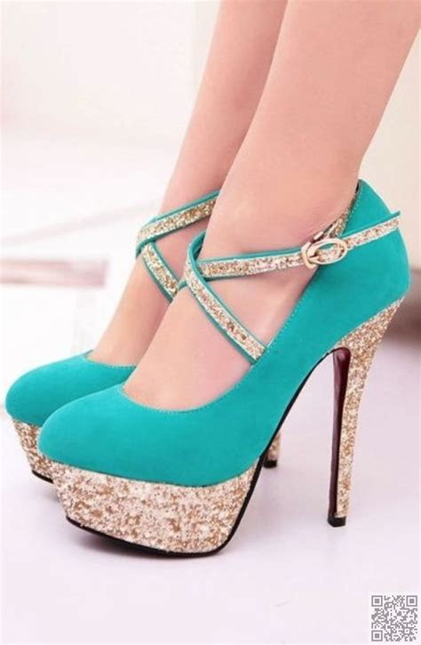 strappy high heel      turquoise