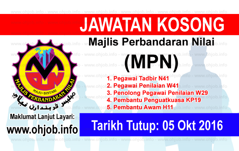 Jawatan Kerja Kosong Majlis Perbandaran Nilai (MPN) logo www.ohjob.info oktober 2016