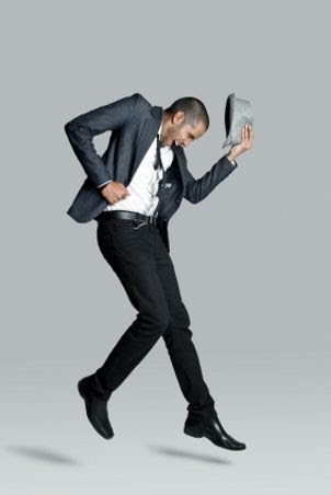 Man wearing a lazer blazer vs suit. Man wearing a lazer