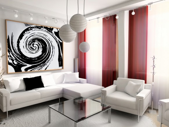 white living room  Luxury and Modern Living Room Red Interior Design 