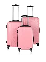 LULU CASTAGNETTE Set de 3 trolleys rígidos (Rosa)