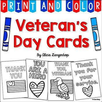  veterans day thank you cards print color by mskinderhop tpt