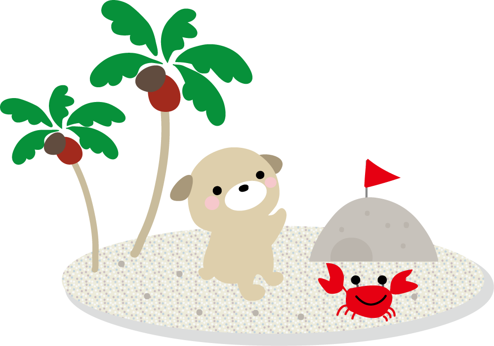 夏のビーチのイラスト海の砂浜 無料イラスト