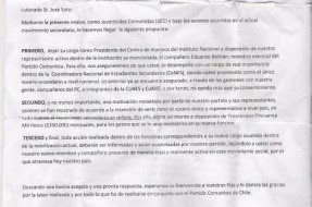 Imagen:Supuesta carta enviada por el PC.