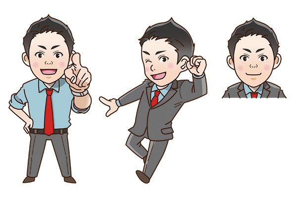 制作実績 イラスト サラリーマンのキャラクター 川本まる Syu シュウプラス