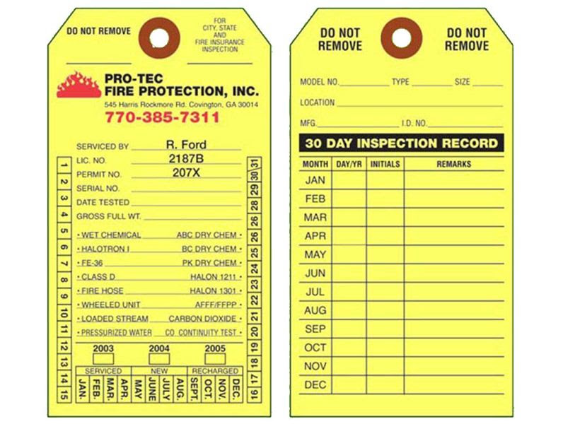 Custom Printed Fire Extinguisher Tags | Universal Tag, Inc.