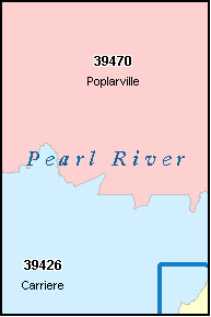 PEARL RIVER County, Mississippi Digital ZIP Code Map