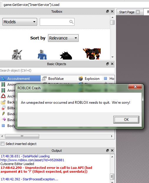 Assorted Studio Crashes Studio Bugs Roblox Developer Forum - assorted studio crashes studio bugs roblox developer forum roblox windows xp crazy error Assorted Studio Crashes Studio Bugs Roblox Developer Forum - roblox windows xp crazy error