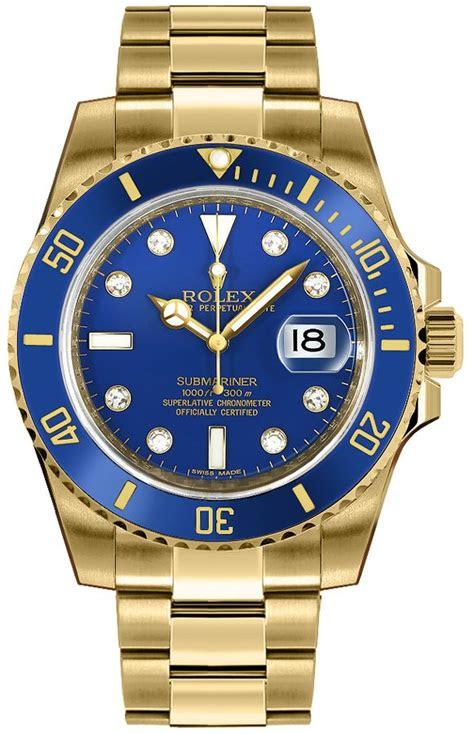 Picture of the actual watch in stock. 116618-BLUDD Rolex Submariner Blue Diamond Dial Mens Watch