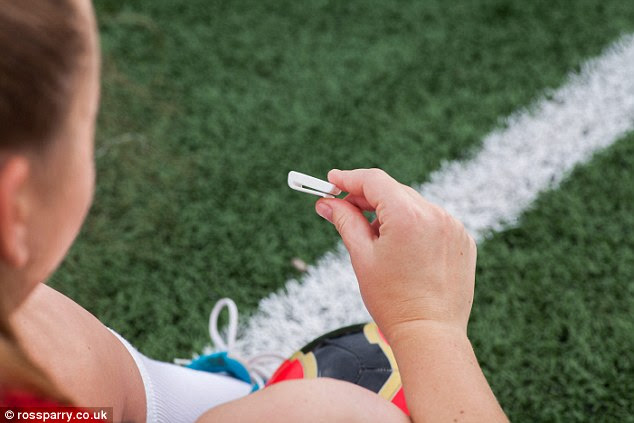 The device syncs with an app, sending data as it goes. Co-founder Seth Berg said: 'The most dangerous thing an athlete can do after suffering concussion is to get back on the field and continue playing. The symptoms can take time to fully develop. This is why we have created the Jolt Sensor'