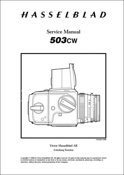 PDF Hasselblad 503cw Camera Service Manual