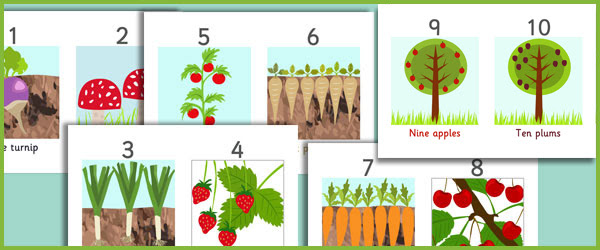 Fruit and Vegetables Number Line