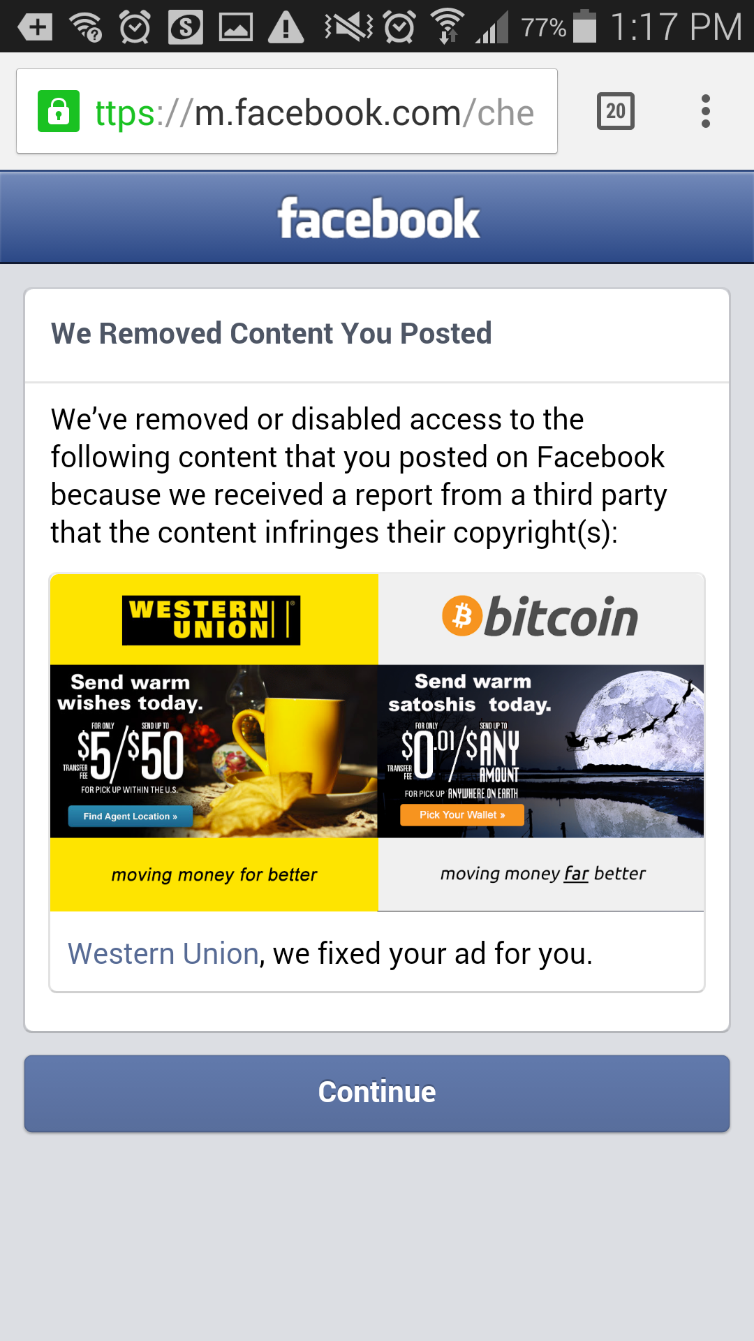 Western Union Filed A Copyright Claim Against Me For Posting The - 
