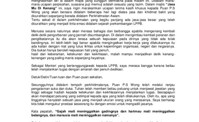 Berhimpun di pagi yang mulia ini sempena majlis persaraan cikgu hjh. Contoh Ucapan Ringkas Otosection