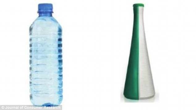 Participants were shown a variety of water bottle shapes, pictured, that had the logos and branding removed, and were asked to rate each one in terms of coolness.  The researchers found a direct link between the bottles that were described as 'weird' and 'unique' and high cool ratings