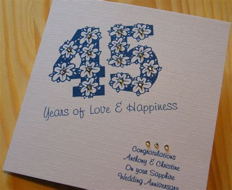 Handmade Card   Wedding Anniversary 45th Sapphire  