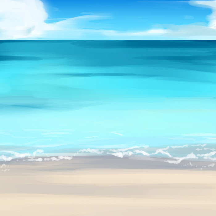 海の描き方 浜辺の海を着彩する