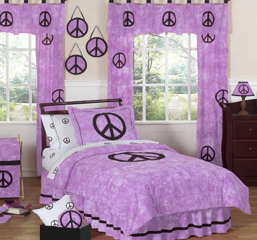 Purple Groovy Peace Sign Tie Dye Children s Bedding 3pc Full Queen Set by Sweet Jojo Designs
