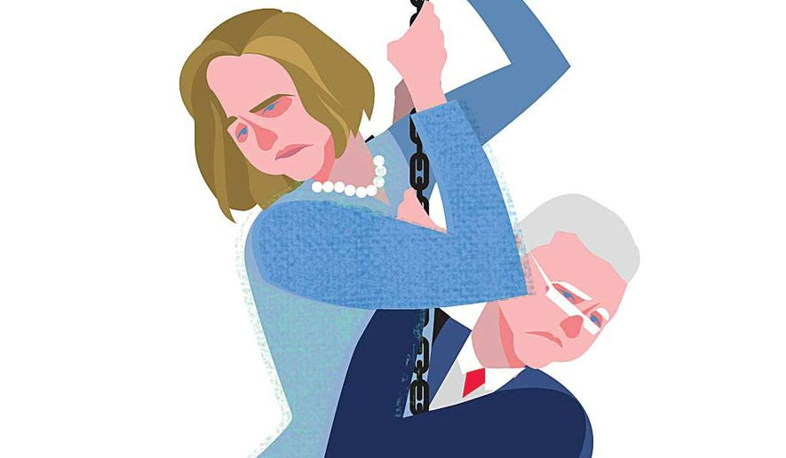Illustration on the Clinton&#39;s imperiled political fortunes by Linas Garsys/The Washington Times
