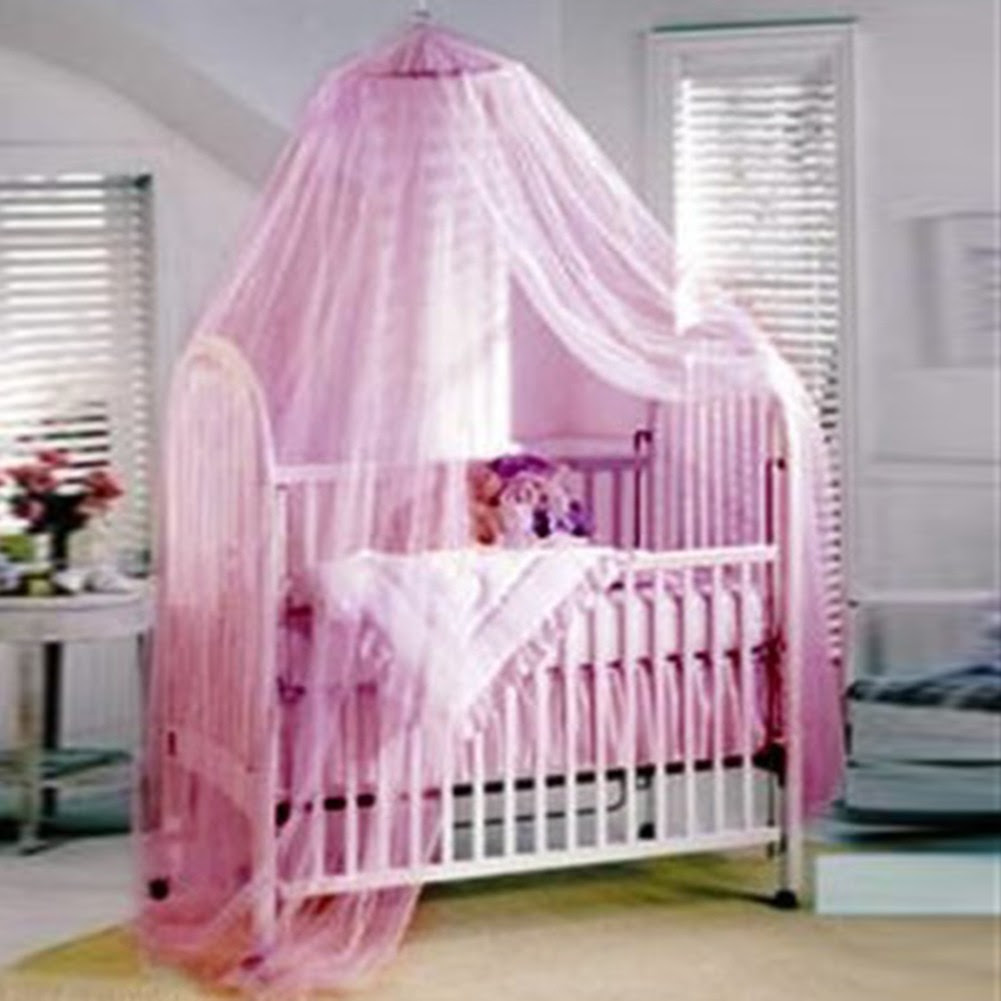 ... White & Pink Baby Mosquito Net Baby Toddler Bed Crib Canopy Netting