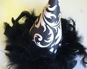 Black Damask New Year Party Hat