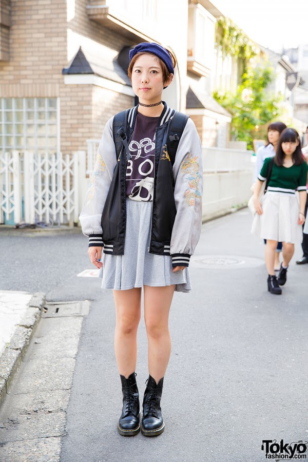 Harajuku Girl in Oversized Sukajan Jacket, Boy London & Dr 