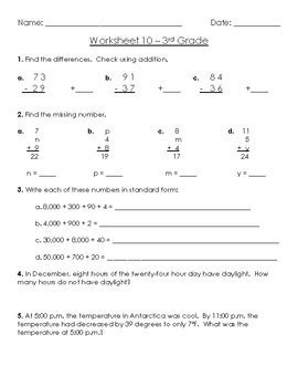  warm up worksheet 10 3rd grade by erin joseph tpt