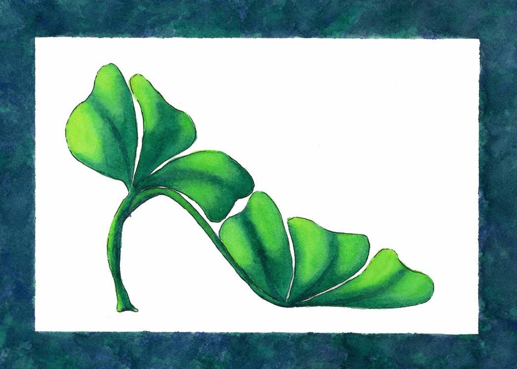 Shoe Art Green Shamrock Stiletto 5x7 Print with Mat