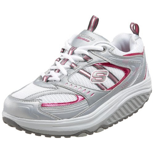 Skechers Women's Shape Ups Fitness Junkie Walking Shoe Silver / White / Pink 11814 SLHP  3 UK