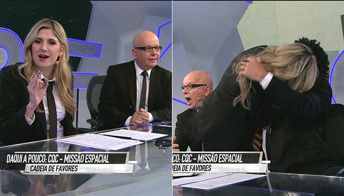 Dani Calabresa pede que santos guardem as pedras / Reprodução/Band