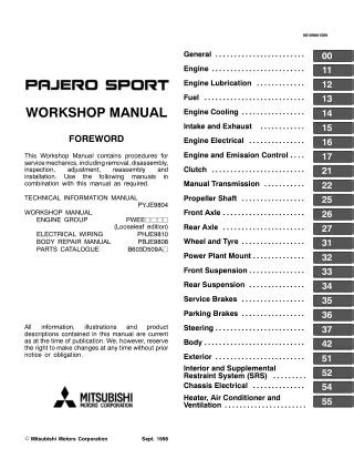PDF 1999 Mitsubishi Pajero Service Repair Manual