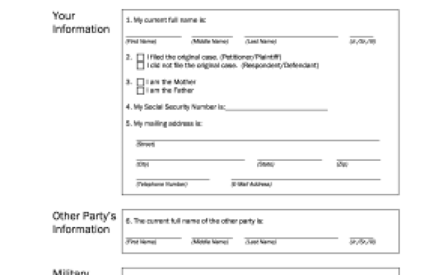 form answer to an application to modify child support only otosection